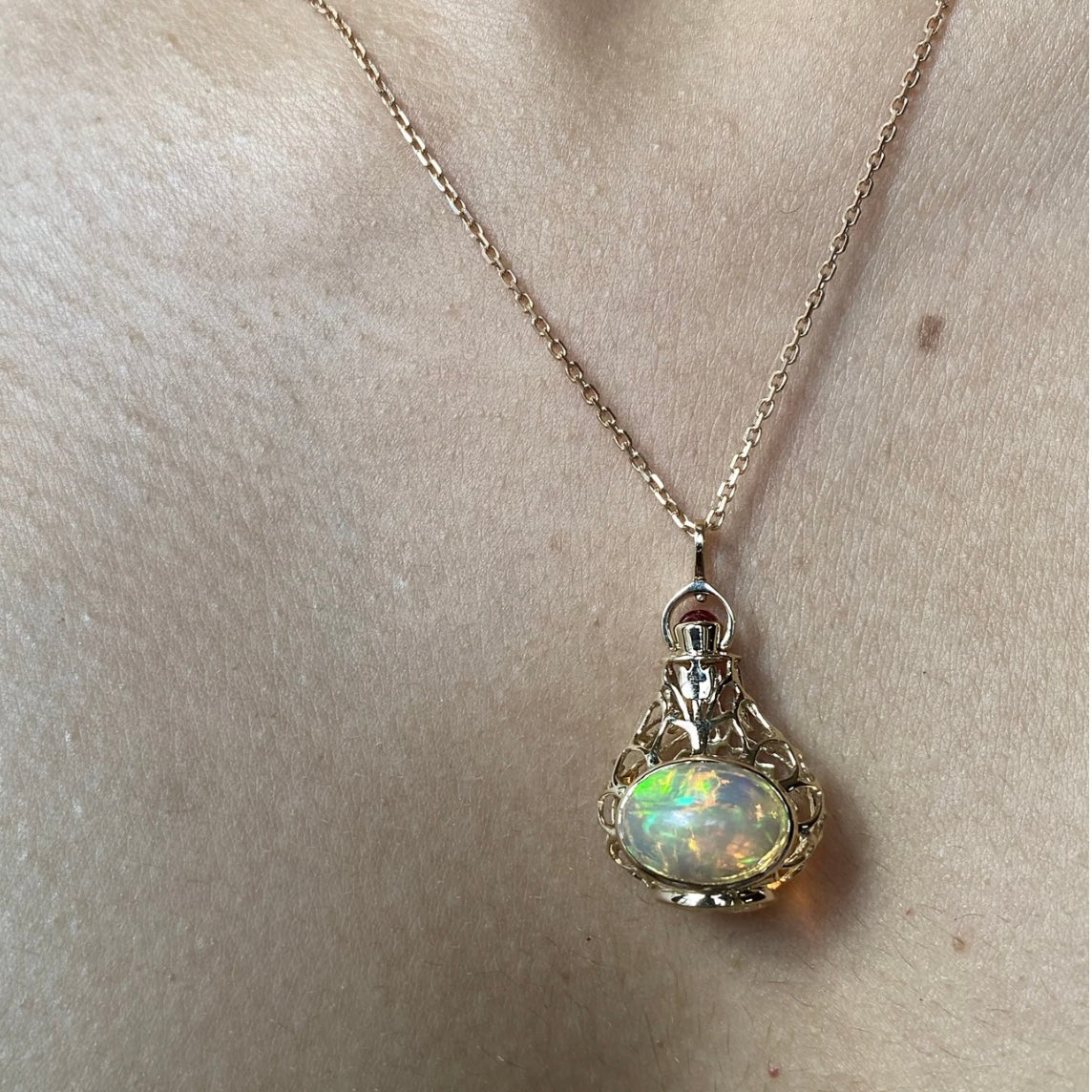 Fire Opal Bottle Necklace