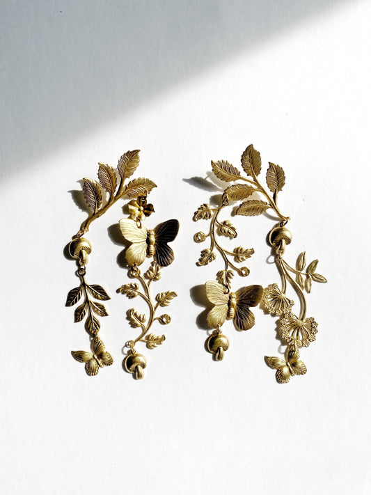 Dreamgaze Flora And Fauna Brass Earrings