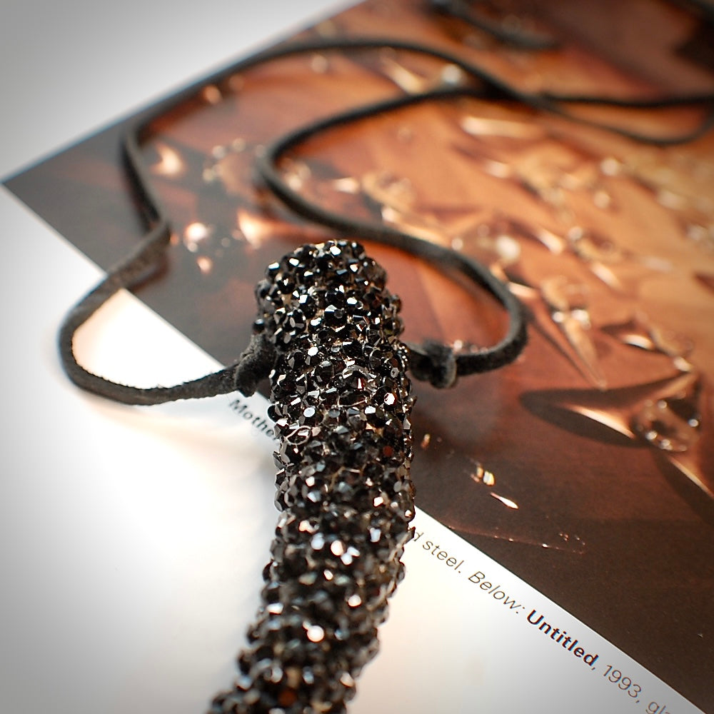Black Swarovski Encrusted Horn Sculpture Necklace