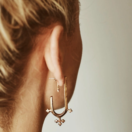 Double Cross Hoops Earrings