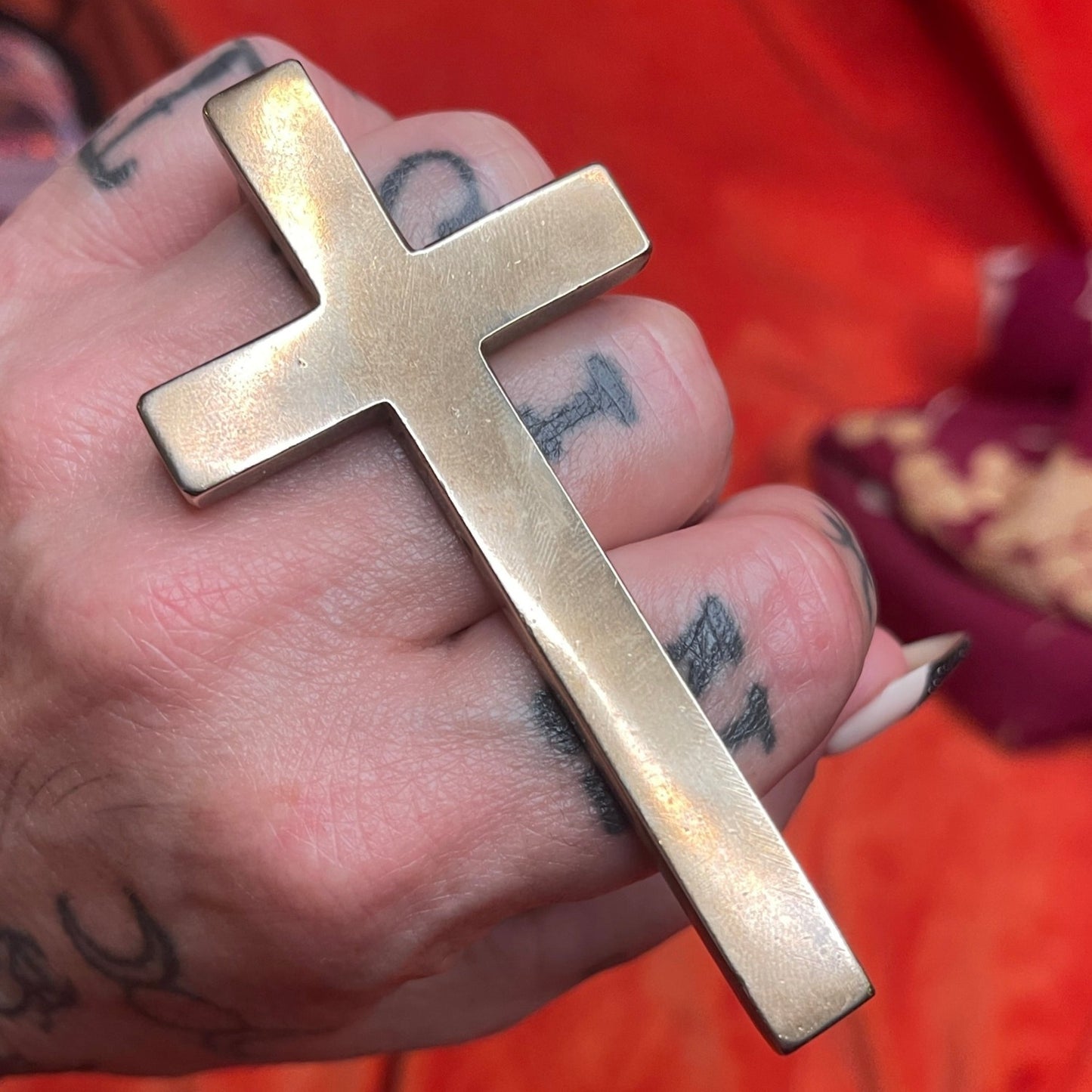 Bronze Cross Knuckle Ring