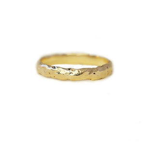 Textured Wide Band Gold Ring